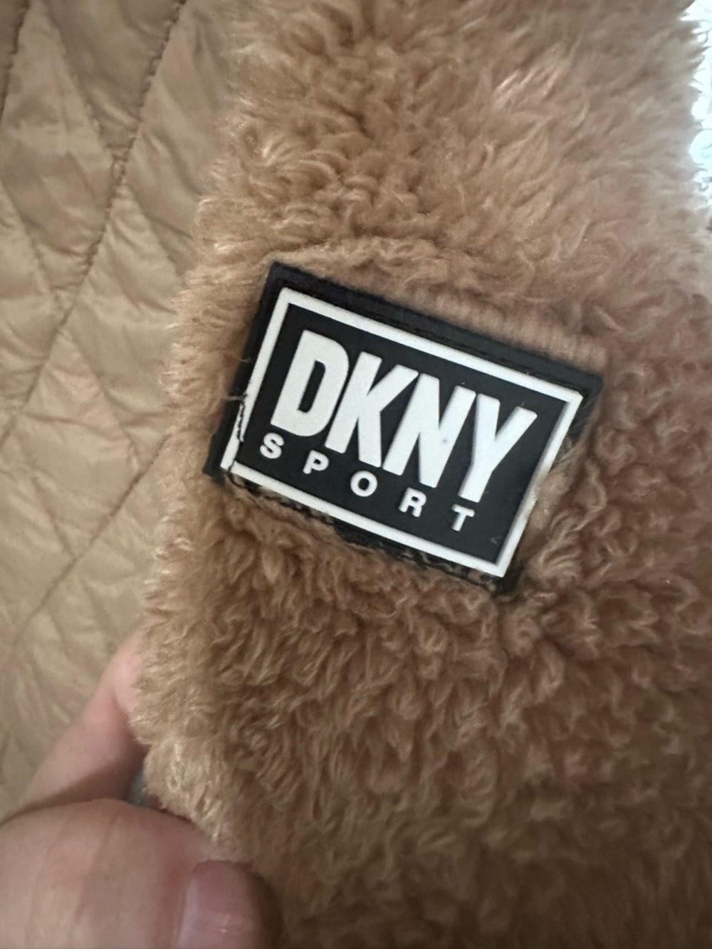DKNY Sport Jacket Girls L Sherpa Quilted Taupe Puffer Hybrid XS Petite - Picture 4 of 6